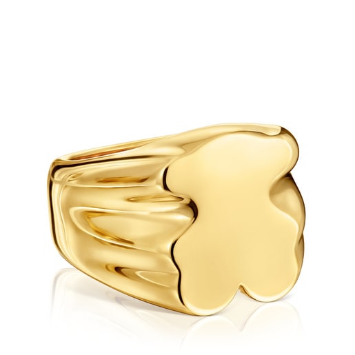 19 mm bear Signet ring with 18 kt gold plating over silver Sweet Dolls