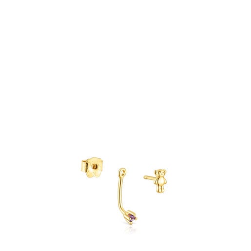 Gold TOUS Teddy Bear Earrings with gemstones