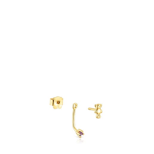 Gold TOUS Teddy Bear Earrings with gemstones