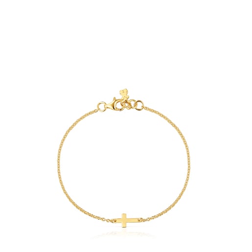 Chain Bracelet with cross and 18kt gold plating over silver TOUS Motifs