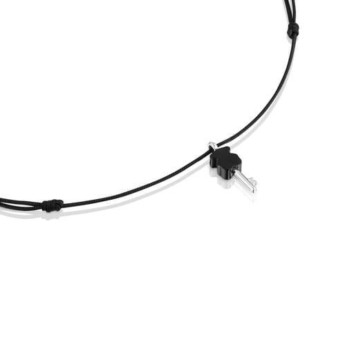 Collar de plata, nylon negro y ónix TOUS Unlock