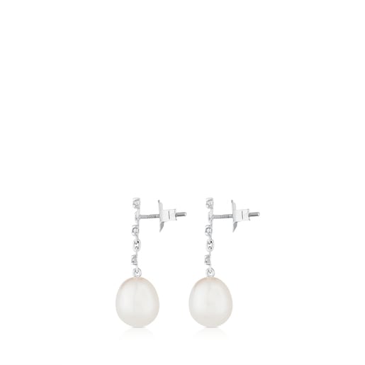 White Gold Les Classiques Earrings with Diamond and Pearl