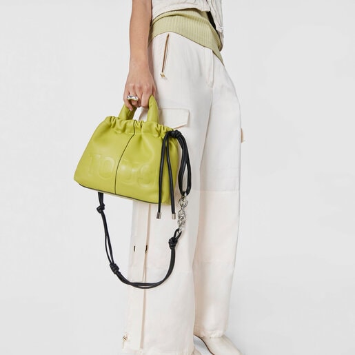 תיק כתף TOUS Cloud בינוני מעור בצבע ירוק ליים