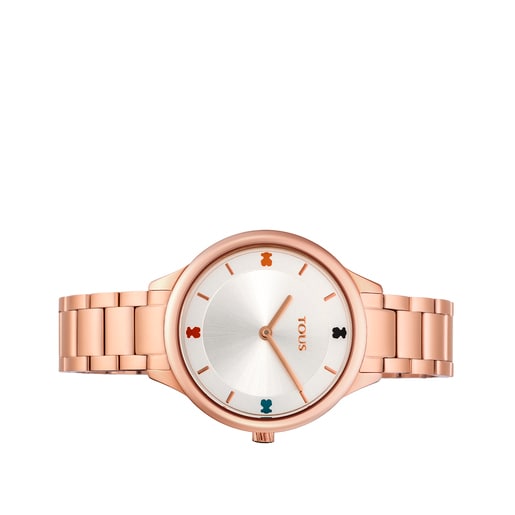 ピンクのイオンプレーティングスティールの腕時計 Tartan