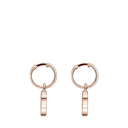 Pendientes cortos oso con baño de oro rosa 18 kt sobre plata Sweet Dolls