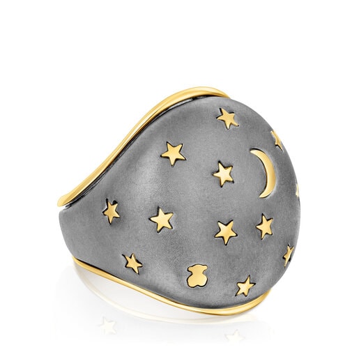 Silver vermeil and dark silver Twiling Domed ring | TOUS
