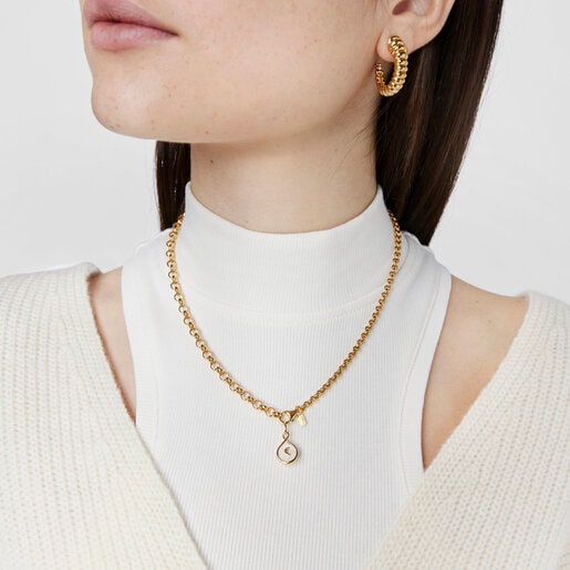 תליון דו-צדדי Alma Motif מוורמיל כסף בשילוב אבן ירח