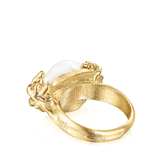 Anillo con baño de oro 18 kt sobre plata y perla Oceaan Color
