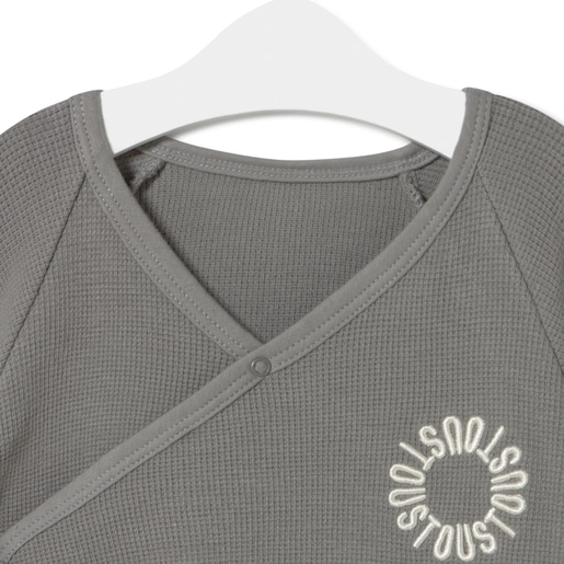 Wrap-over baby playsuit in Classic grey
