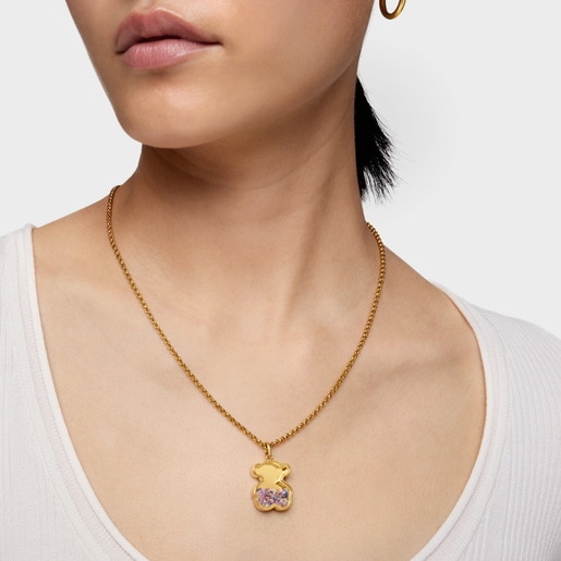 Silver vermeil Areia Pendant with multicolored gemstones