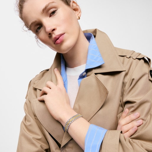 צמיד חוליות פלדה בשני גוונים מקולקציית TOUS 1950