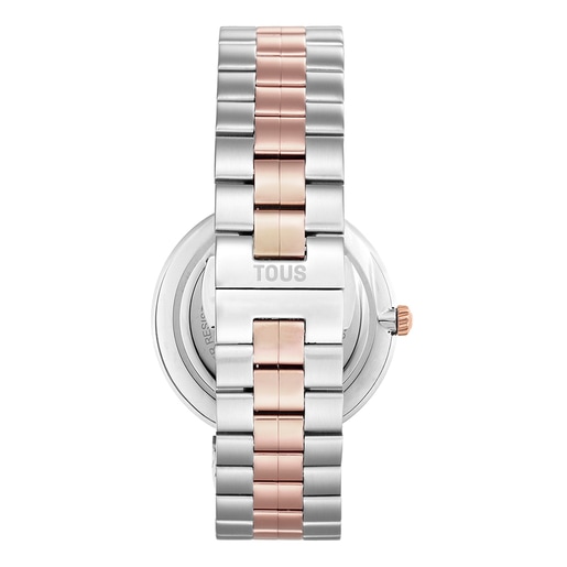 Analogue watch with steel and pink-colored IPRG steel wristband S-Band