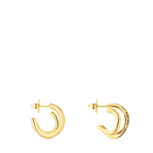Silver vermeil TOUS Vibrant Colors Double-hoop earrings with gemstones