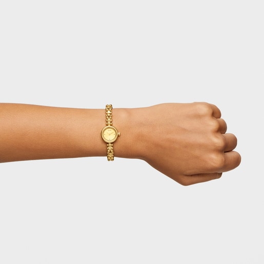 Reloj analógico con brazalete de acero dorado Bold Bear Round