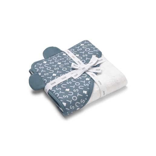 Baby bath cape in Soft navy blue