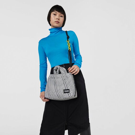 תיק כתף TOUS Cloud Soft בינוני שחור ולבן