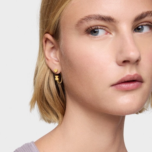 18ktゴールドコーティング・シルバーにモチーフを添えたフープピアス Icon Mesh