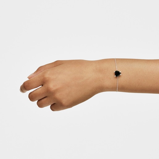 Pulsera corazón de plata y ónix Color Pills