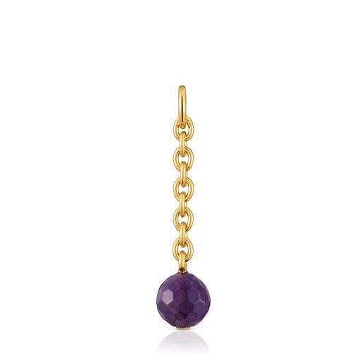 Hold Oval Pendant with 18kt gold plating over silver and amethyst