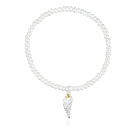 Pulsera elástica con perlas cultivadas y motivo bicolor Yunque