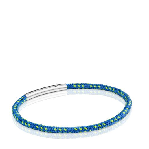 Pulsera con cordón azul y acero TOUS Basics