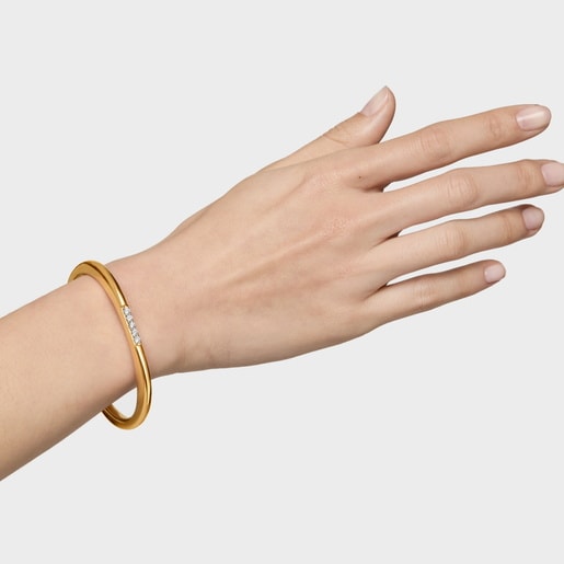 Bangle with 18kt gold plating over silver and laboratory-grown diamonds Line LGD