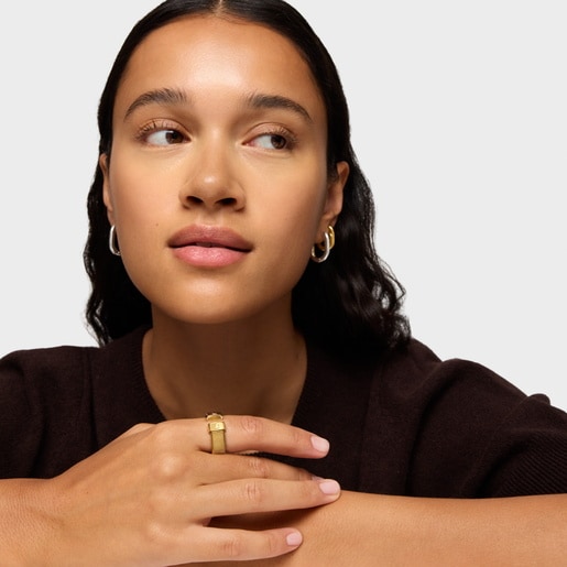 Anillo abierto de acero dorado Bulevard