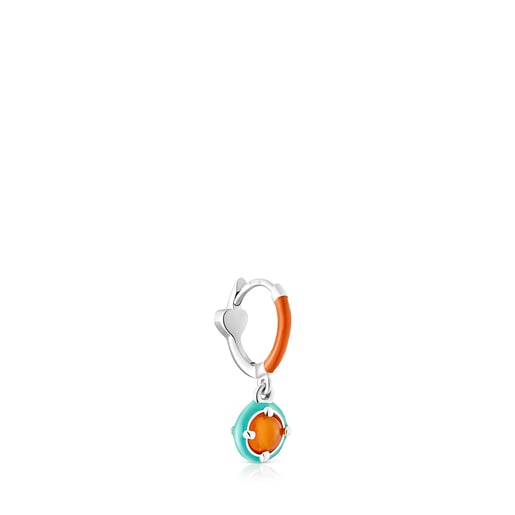 Silver TOUS Vibrant Colors Hoop earring with carnelian and enamel | TOUS