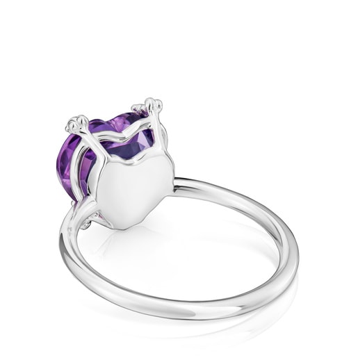 Silver Ring with amethyst Color Pills