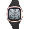 Relógio digital com correia de silicone na cor preta e caixa em aço IPRG rosado TOUS B-Time