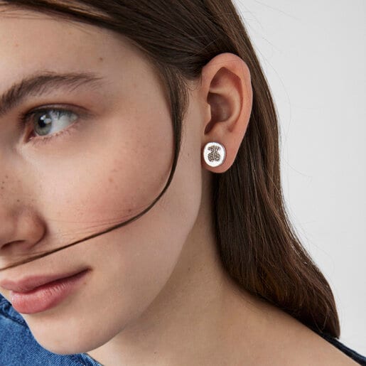 Серебряные серьги с камеей Oceaan Color