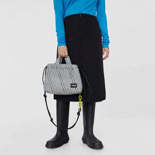 ブラック＆ホワイトのミディアム・ワンショルダーバッグ TOUS Cloud Soft