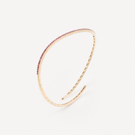 Pulseira aberta em ouro com safiras rosas TOUS ATELIER