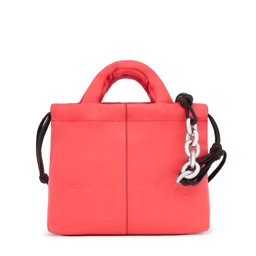 Medium coral-colored leather TOUS Cloud One-shoulder bag | TOUS