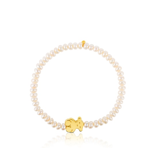 Gold Sweet Dolls Bracelet with pearls and medium Bear motif