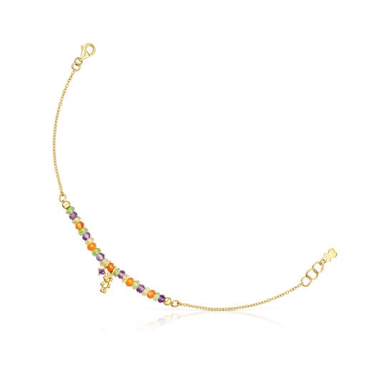 Gold TOUS Teddy Bear Bracelet with gemstones