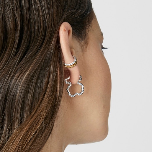 Twisted Earrings with bear silhouette