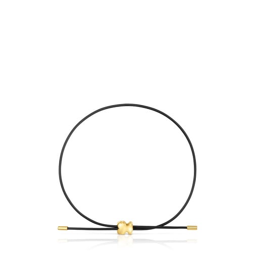 Pulsera oso de oro 14 kt y caucho Bold Motif