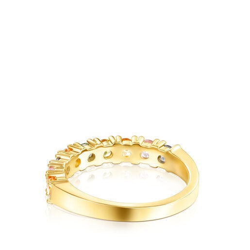 טבעת בורמייל צהוב על כסף עם אבני חן ספיר