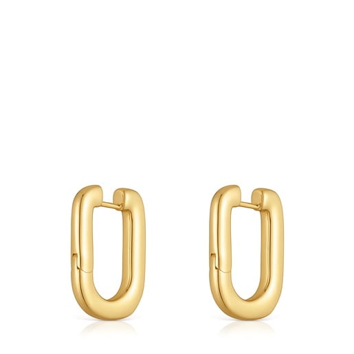 أقراط طوقية من العقيق والفضة المطلية بالذهب عيار 18 قيراطًا من التشكيلة Line