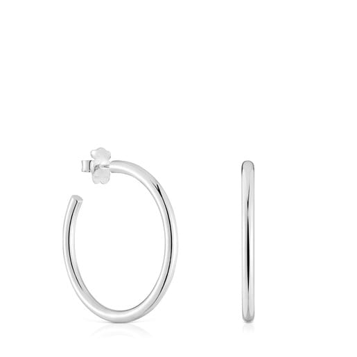 Long 27 mm silver Hoop earrings Basics