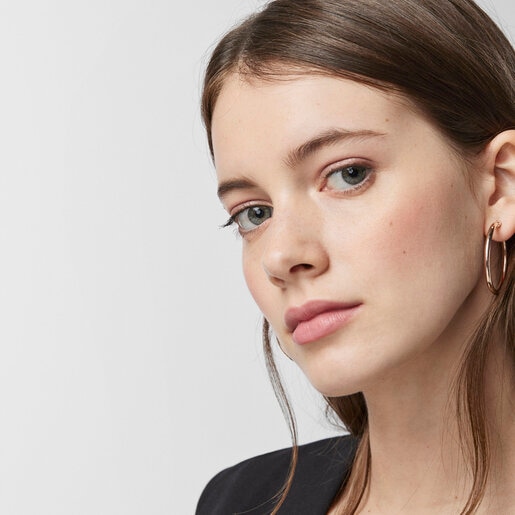 TOUS Basics large Hoop Earrings in Rose Silver Vermeil | TOUS