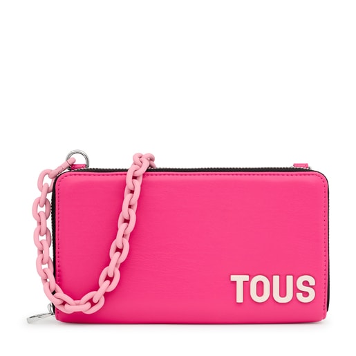 Portefeuille accroché avec pochette pour téléphone portable fuchsia TOUS Carol