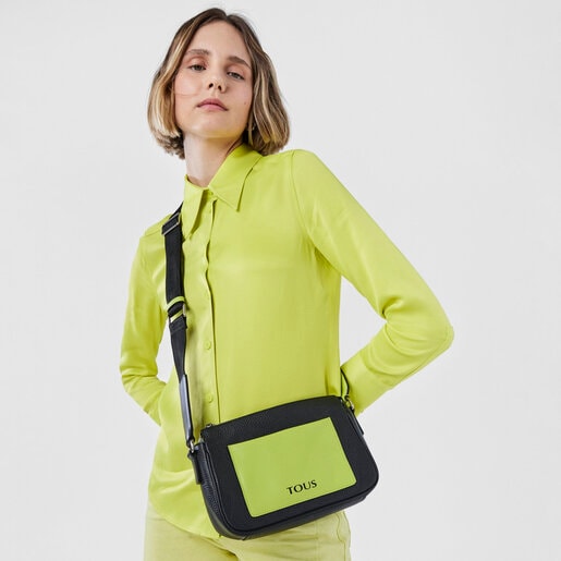 Bandolera pequeña de piel negra y lima TOUS Empire