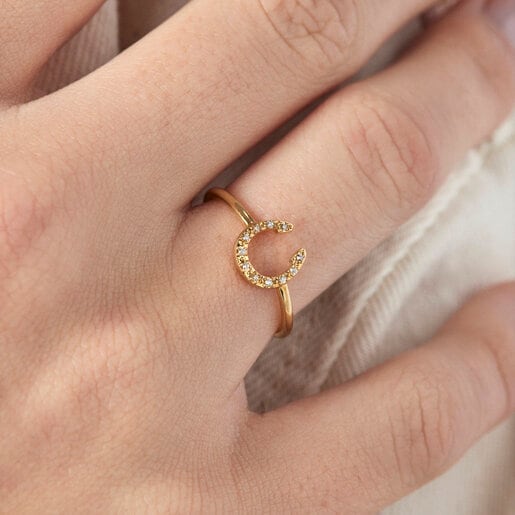 Gold little horseshoe Ring with Diamonds TOUS Good Vibes | TOUS