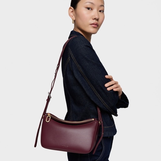 תיק צד TOUS City בינוני בצבע בורגונדי