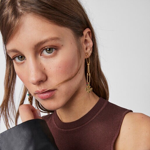 Длинные серьги TOUS Good Vibes из вермеля c драгоценными камнями