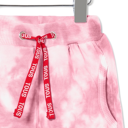 Girl's tie-dye cotton joggers in Casual pink