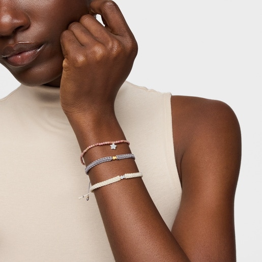 Elastic Bracelet with pink opal and silver star TOUS Motifs