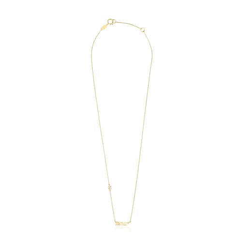 Gold Crossword Love Necklace with a diamond